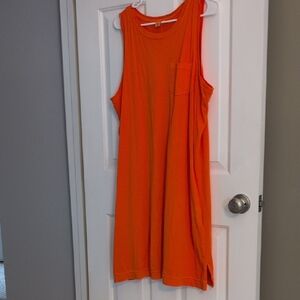 Old Navy Bright Orange Sleeveless Midi Dress with Pocket